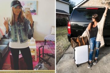 a girl takes a selfie before heading to the airport, a girl poses for a photo before traveling