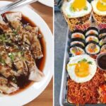a plate of dumplings, yummy chinese street food