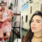 Bella Hadid at a photo shoot in Venice Italy/Dua Lipa selfie by Venice canals