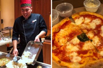 Carnival cruise chef/Close-up of Carnival delivery pizza