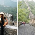 Ciara sitting on the Great Wall of China/Gabrielle Union hiking up stairs on the Great Wall