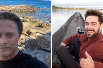 Lucas Grabeel selfie by the ocean/Zac Efron in a boat