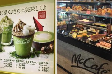 Matcha frappe sign in Asia/Mccafe case in a French McDonalds