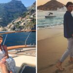 Sydney Sweeney on a yacht in Italy/Jacob Elordi walking on a beach
