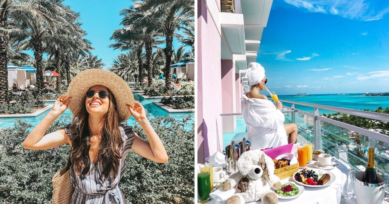 As avaliações do Trip Advisor confirmam: esses resorts com tudo incluído nas Bahamas valem o preço 1 um turista se hospeda em um resort nas bahamas, um viajante toma café da manhã na varanda com vista para o mar