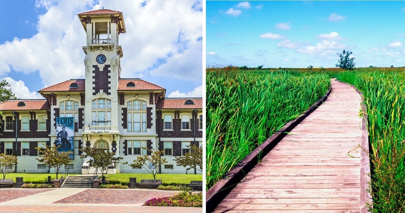 Como passar o fim de semana perfeito em Lake Charles 1 Prefeitura em Lake Charles, passagem pelo Refúgio Nacional da Vida Selvagem de Sabine