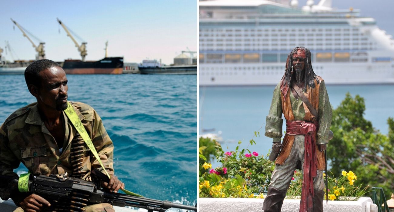 Fatos inquietantes sobre piratas modernos (e onde você os encontrará no mundo) 1 um pirata moderno navega para um navio, uma estátua de jack sparrow