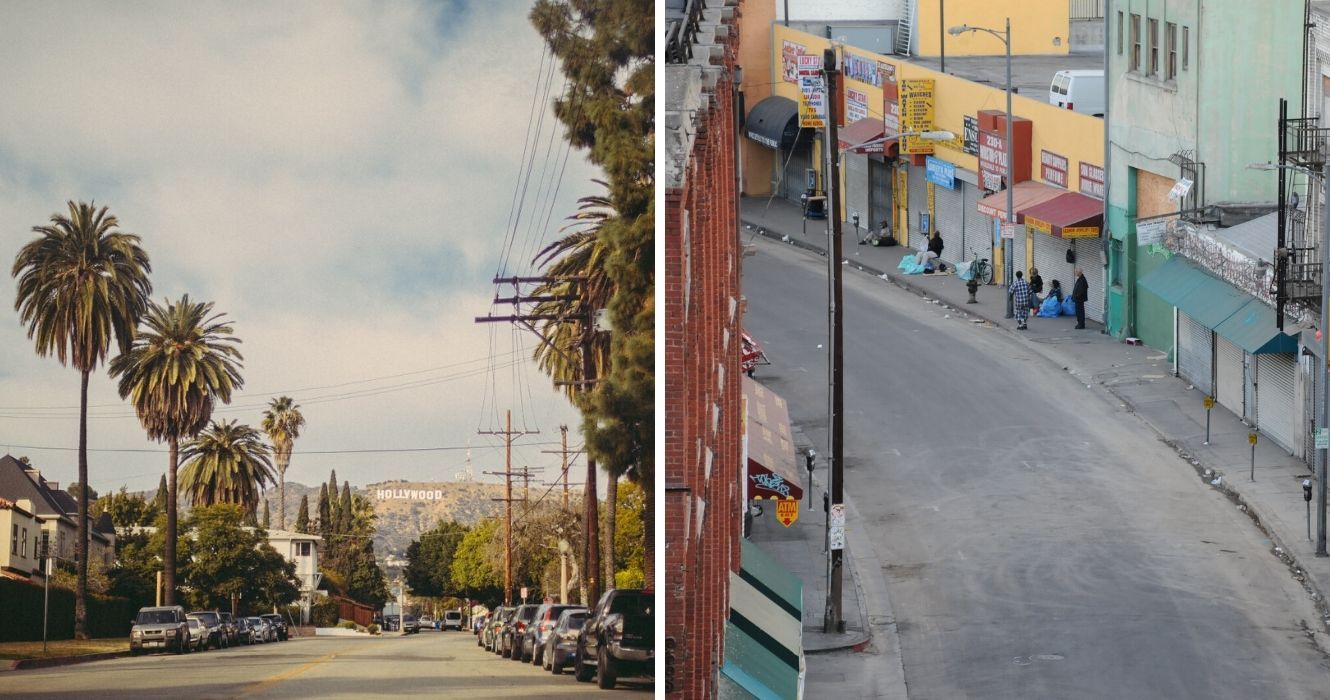 Os bairros mais seguros de Los Angeles (e lugares perigosos a serem evitados) 1 uma rua repleta de palmeiras em hollywood, skid row em los angeles
