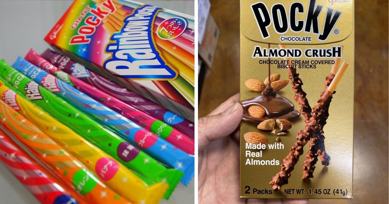 Perfect Pocky: você terá que viajar para o Japão para esses sabores raros 1 pocky de arco-íris, pocky de esmagamento de amêndoa