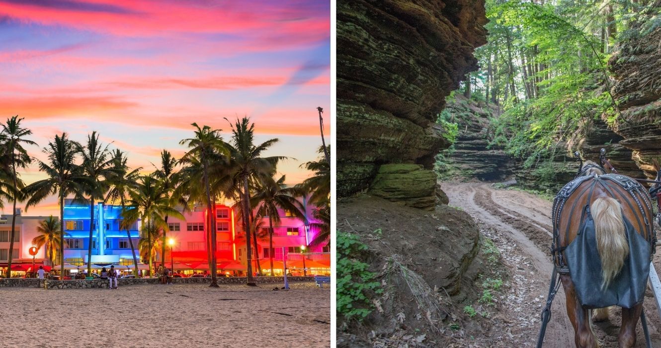 Procurando uma escapadela de fim de semana? Estes são os destinos de última hora mais fáceis 1 a praia de miami ao pôr do sol, um passeio a cavalo por wisconsin dells canyon