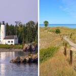 a lighthouse in isle royale, the shores of sheboygan