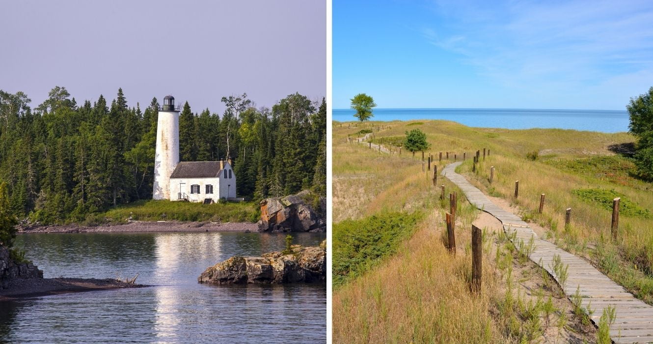 Se os Grandes Lagos estão na sua lista de baldes de verão, essas cidades certamente farão um respingo 1 um farol em isle royale, nas margens de sheboygan