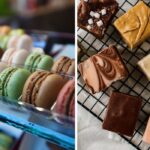 french macarons, fudge