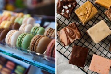 french macarons, fudge
