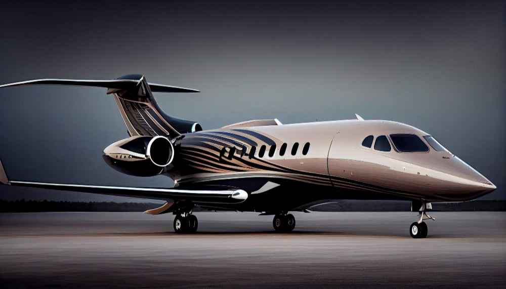 Aviação executiva: O que é e como funciona? 2 luxury airplane taking off with powerful jet engines generative ai 1